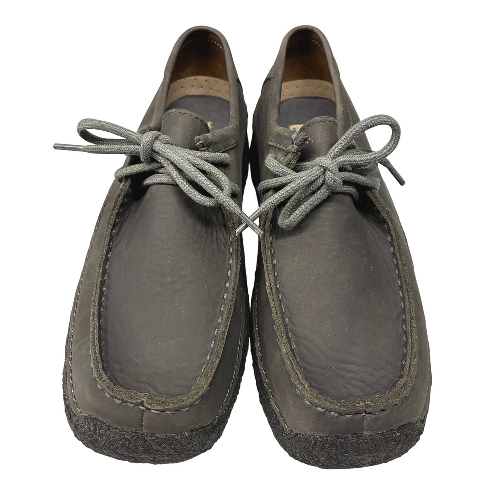 Acorn Earth Moccasin Wallabee Shoes Mens 8.5 Gray Leather Lace Up Comfort